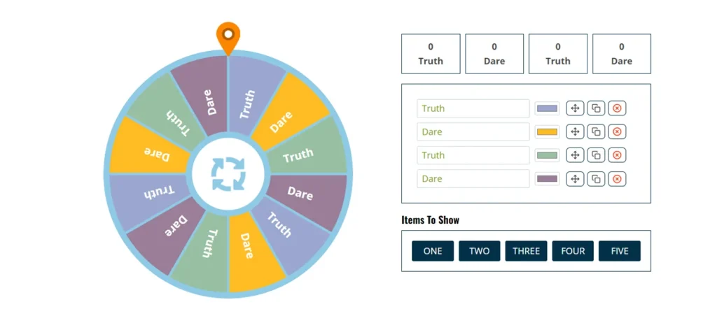 Features of Truth and Dare Wheel